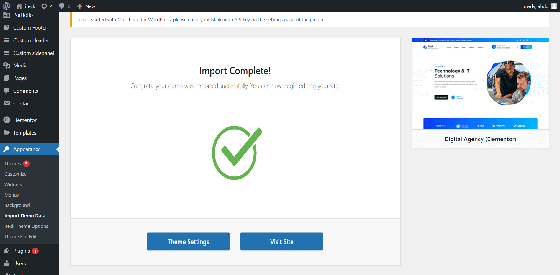 Choose all file and click the import demo data button
