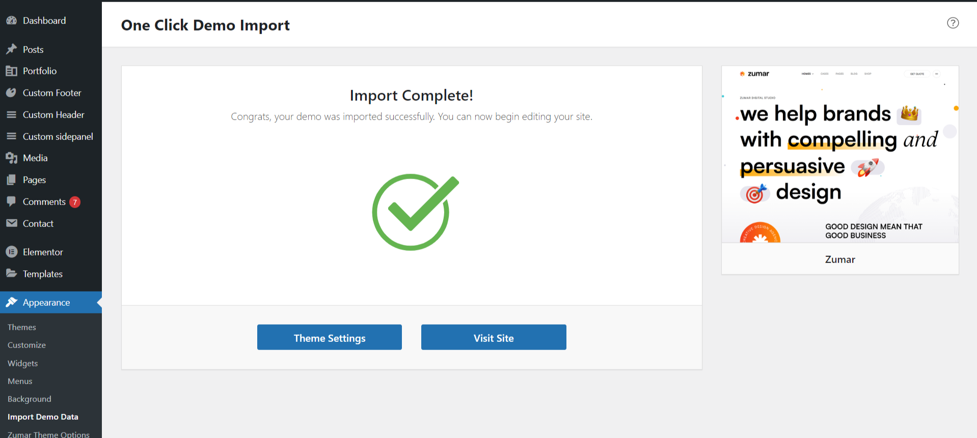 Choose all file and click the import demo data button
